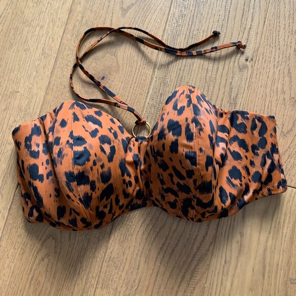 Women's Freya Roar Instinct Leopard Bandeau Halter Bikini Top Underwire Size 34G - Picture 3 of 9